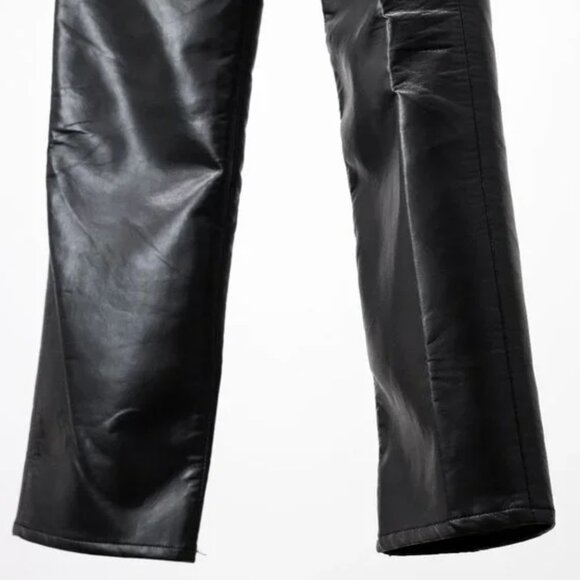 AGOLDE Leather Blend Black Straight Leg Pants - Picture 6 of 11